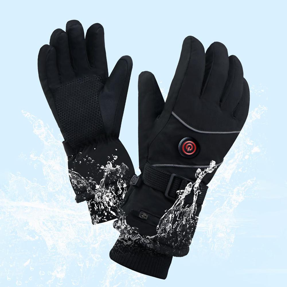 Heated Motorcycle Gloves DC Plug Waterproof Heated Gloves Heating Thermal Gloves Touch Screen Winter Ski Gloves for Women Men