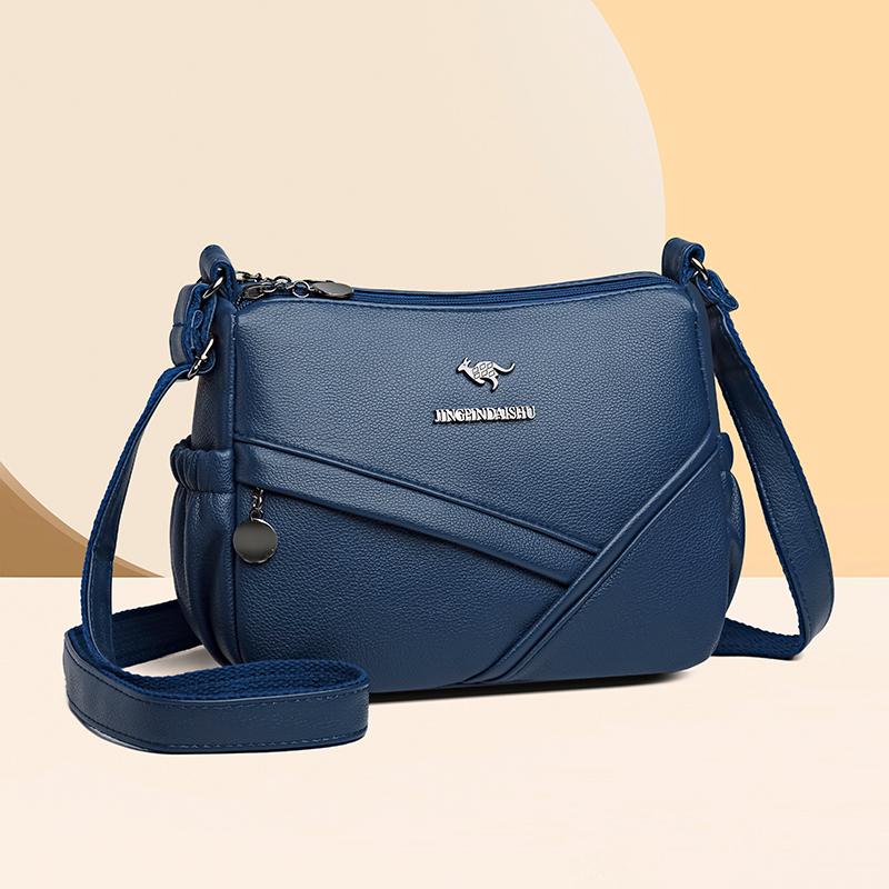 Women's Shoulder Bag Soft Leather Mother's Bag Multi-Layer Large Capacity Crossbody Bag Small Square Bag Mobile Phone Bag