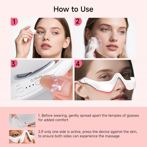 Under-Eye Red Light Therapy Device: 3D Contour Eye Massager with Microcurrent - Dark Circles, Puffiness Wrinkle Reducer for Daily Eye Care Routine