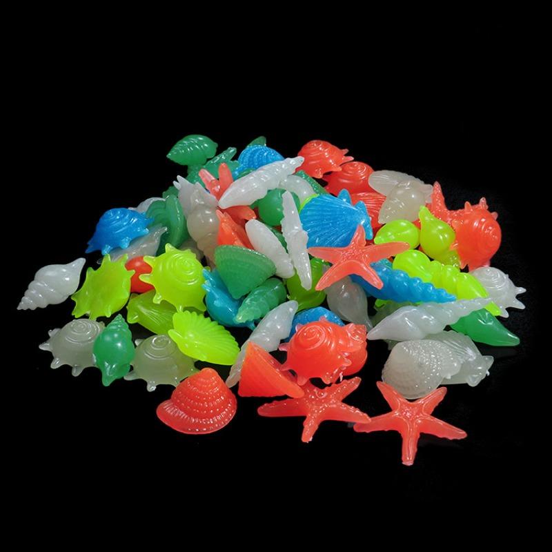 50 шт./уп. Ландшафтный светящийся камень для аквариума, Светящийся маленький камень, Светящаяся раковина, Флуоресцентная ракушка, Светящаяся имитация морской звезды, Домашнее украшение