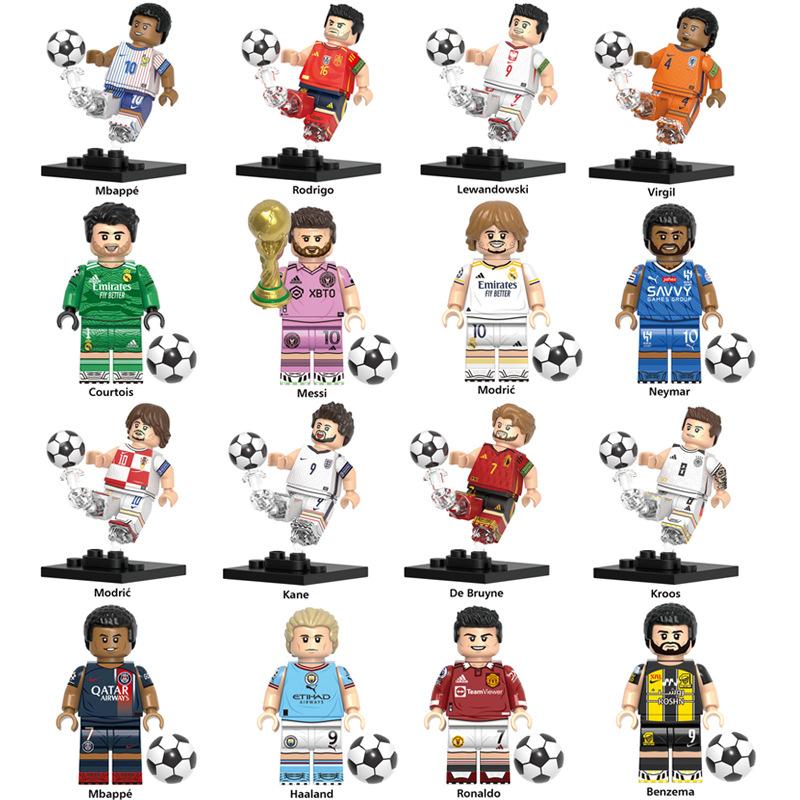 World Cup Football Star Athlete Building Block Doll Toy Children Assemble Model Bag Pyp