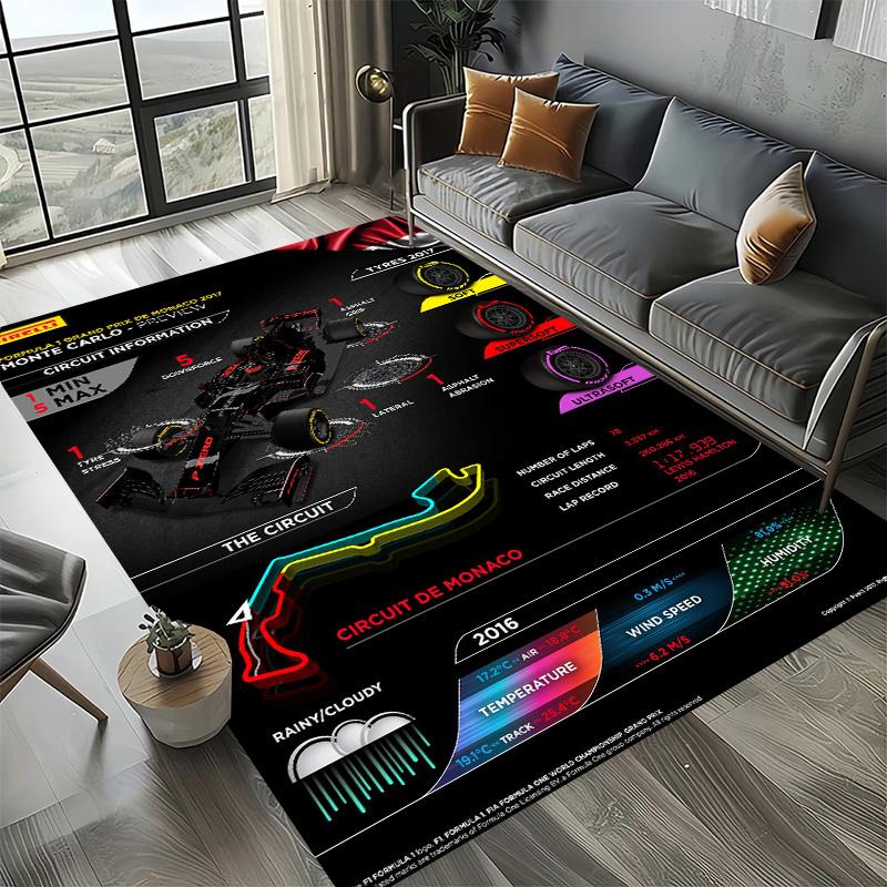 Декоративный коврик на тему Формулы-1, коврик для любителей гонок, ковер на четыре сезона с принтом трассы Имола, Монако для комнаты, дивана
