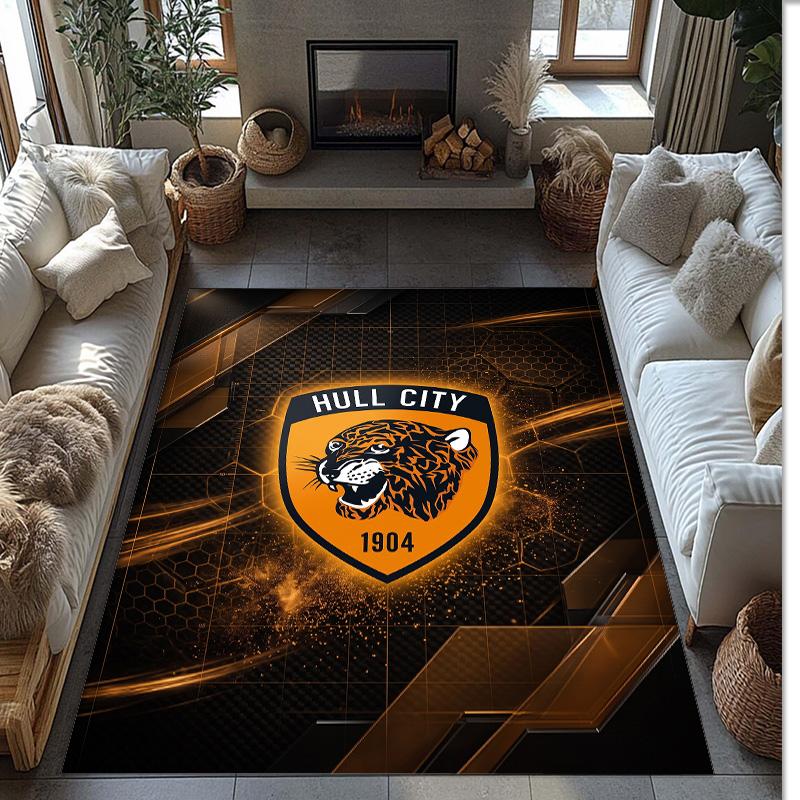 Ковер из хрустального велюра с принтом футбольного клуба Hull City, Удобный, Впитывающий влагу, Нескользящий, Ковер для пола в помещении