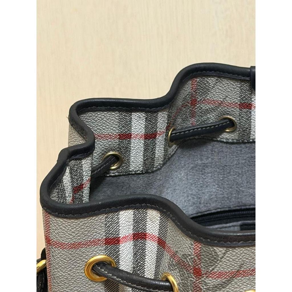 Used Rare Color BURBERRYS Nova Check Drawstring Shoulder Bag