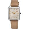 Женские кварцевые часы Seiko квадратного дизайна SWR089P1 Серебристый Бежевый Кожаный ремешок