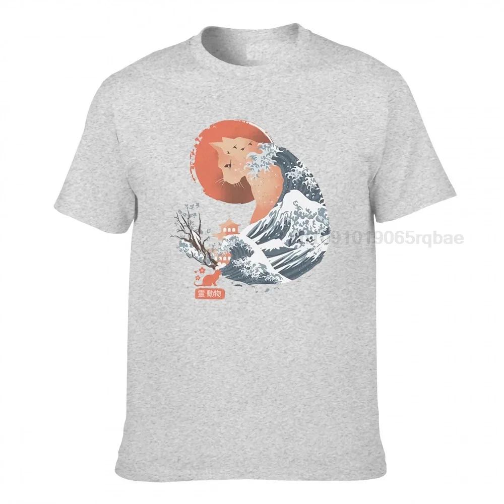 Hokusai Spirit Animal Cat New Tshirt Japanese Wave Cat Sakura Sunset Beach Funny T Shirt Unisex 3d Print Kawajima Vaporwave