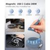 Magtame Type C Cable Flat Flat Magnet Automatic Storage 240W/5A Fast Charging Type-c Cable QC4.0/PD3.1 Compatible Usbc-usbc Cable Metal Connector