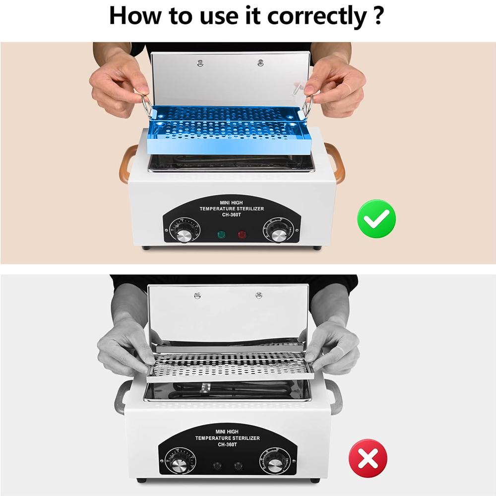 YIKOOLIN Высокотемпературный очистительный бокс 1,5 л с таймером, стерилизатор сухого тепла для разных косметических инструментов для волос, ногтей, металла с ручкой