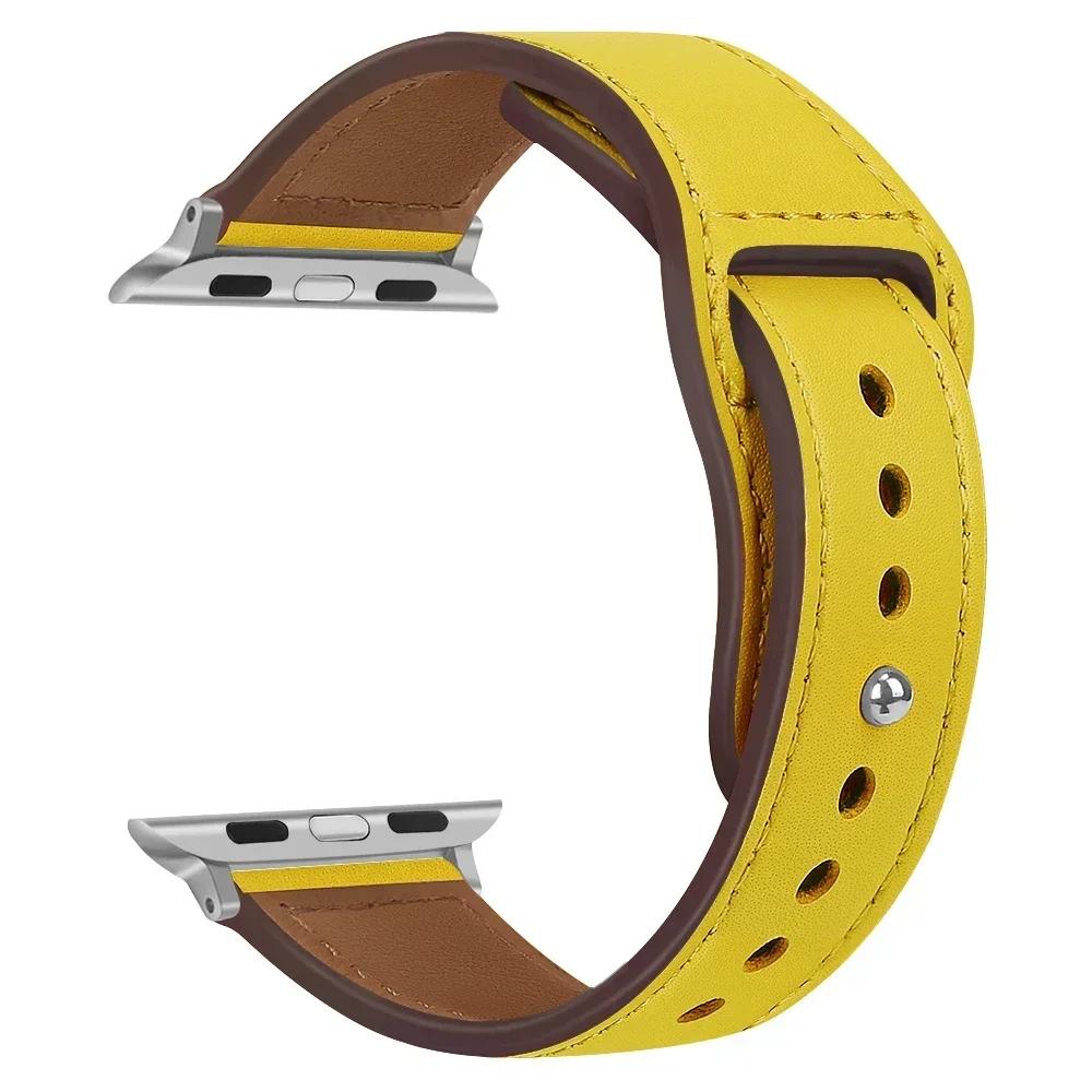 Кожаный ремешок для Apple, ремешок для часов 44 мм, 45 мм, 41 мм, 40 мм, 49 мм, 42 мм, 38 мм, 45, 44 мм, браслет Correa iWatch series 3, 4, 6 SE, 7, 8, ультра