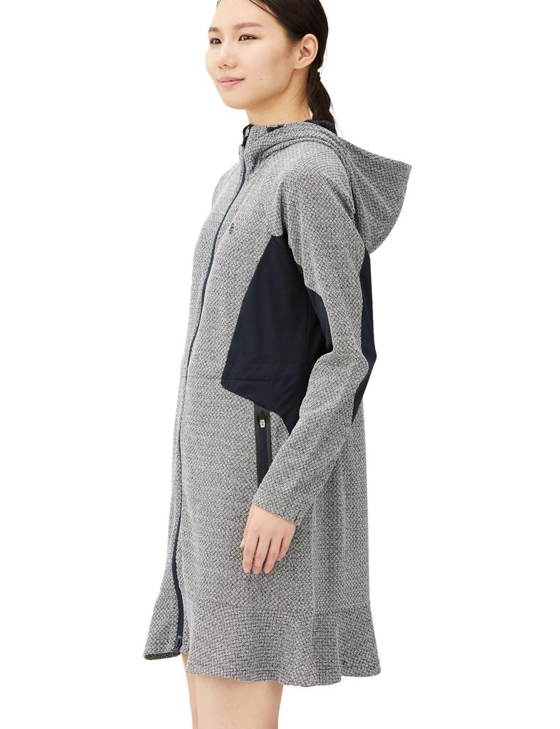 Платье с капюшоном с длинным рукавом, жаккард ромбовидной вязки x темно-синий 1 [Pearly Gates] Женское / 055-3224006 030_Белый [M]