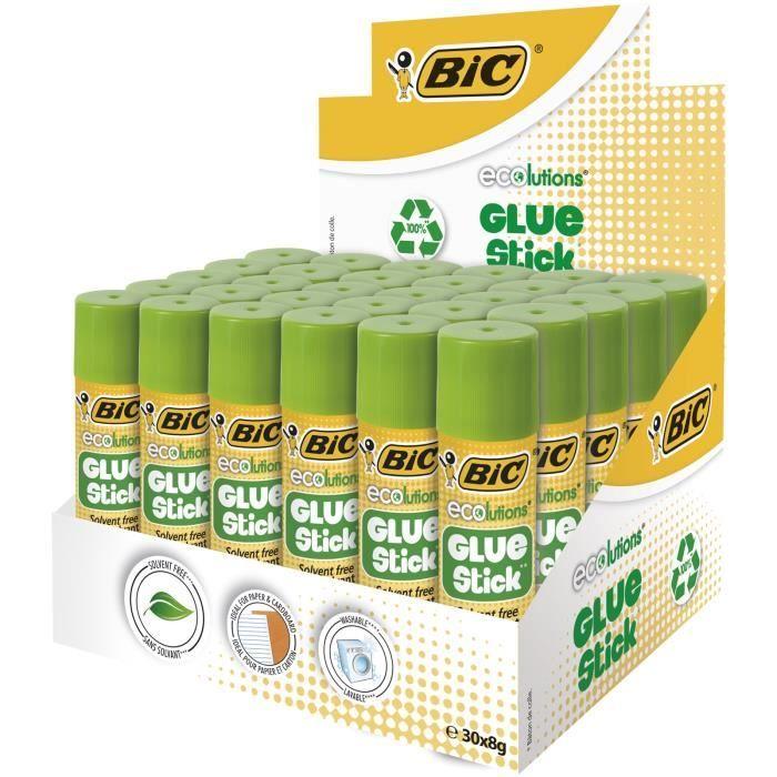 Bâtons de colle - bic - ecolutions - 8 g - boîte de 30 - sans solvant