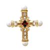New Arrival Pearl Rhinestone Baroque Cross Brooch Women and Men Unisex Pin Fashion Vintage Gold Color Gift