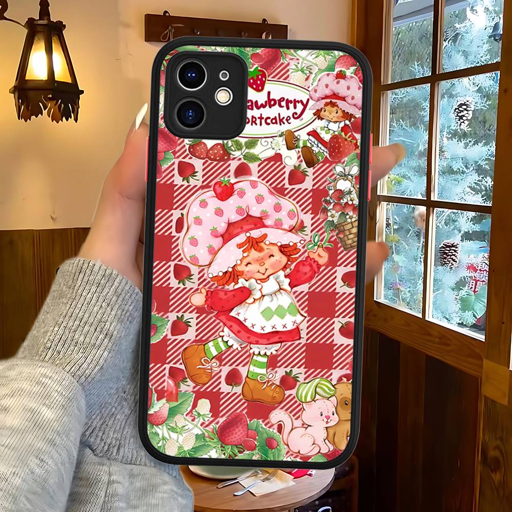 Girl Pink Strawberry S-Shortcake Phone Cases For IPhone 16 15 14 Plus 13 12 11 Pro Max Matte Oft Bumper Phone Cover