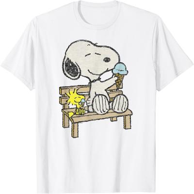 Peanuts - Футболка со Снупи и Вудстоком на скамейке
