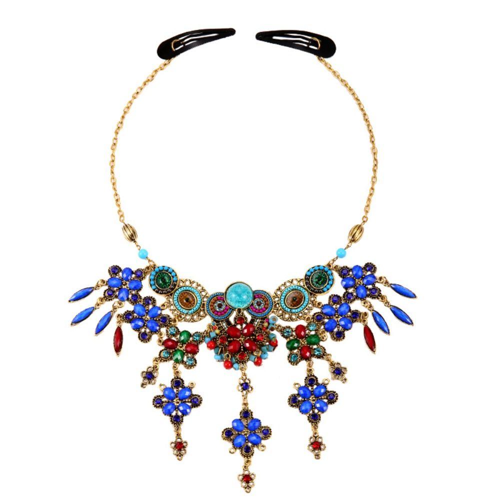 Ethnic Style Bohemia Hair Chain Tassel Women Head Chain Ethnic Style Forehead Chain Exotic Headbands Necklace