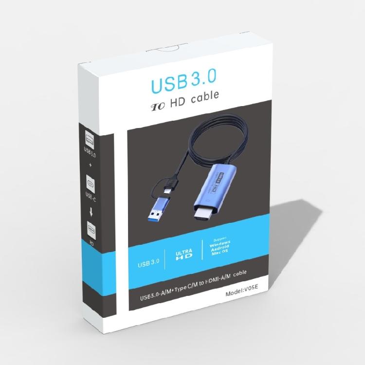 Портативный конвертер USB3.0 Type-C на HDMI-совместимый кабель-адаптер