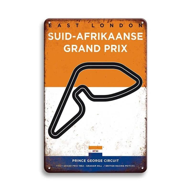 Металлический Плакат Гоночный Трек F1 Конкуренция Винтаж Оловянный Знак Ретро Железная Пластина Бар Клуб Человек Пещера Домашнее Украшение Стены Художественные Наклейки