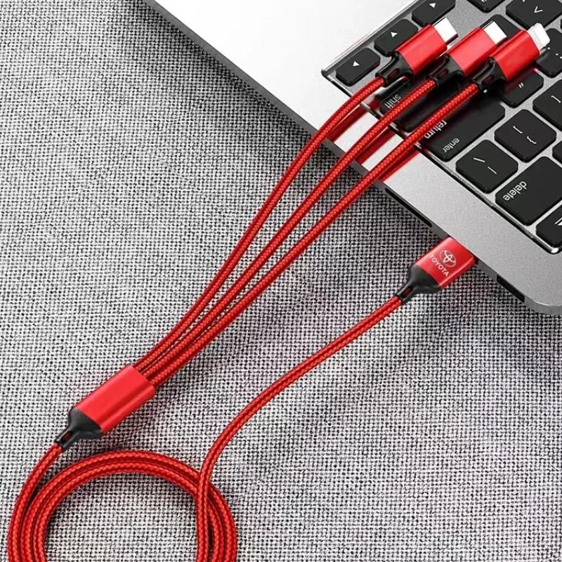 Автомобильная эмблема 3в1 Кабель для быстрой зарядки Type C Lightning Micro USB для Toyota TRD GR Yaris Corolla Auris Rav4 Land Vios LEVIN Camry Prado