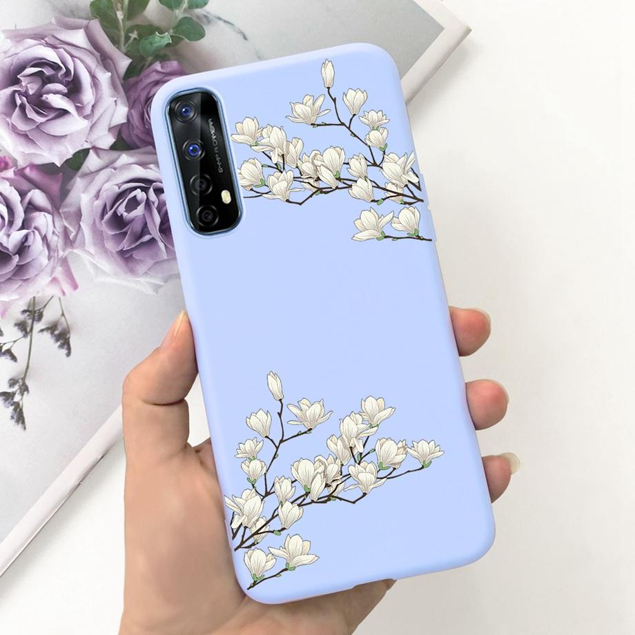 For Realme 7 4G Global Version Case Matte Liquid Silicone Bumper Shell For Realme7 RMX2155 Back Cover Lovely Cat Design Fundas
