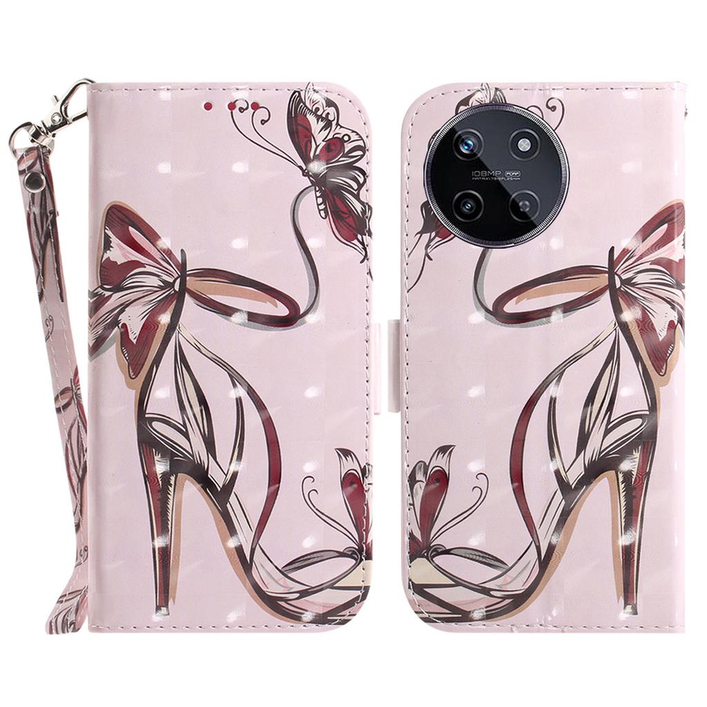 For Realme 11 4G (159.9x73.3x7.95mm) Case 3D Pattern Leather Phone Cover Wallet with Strap