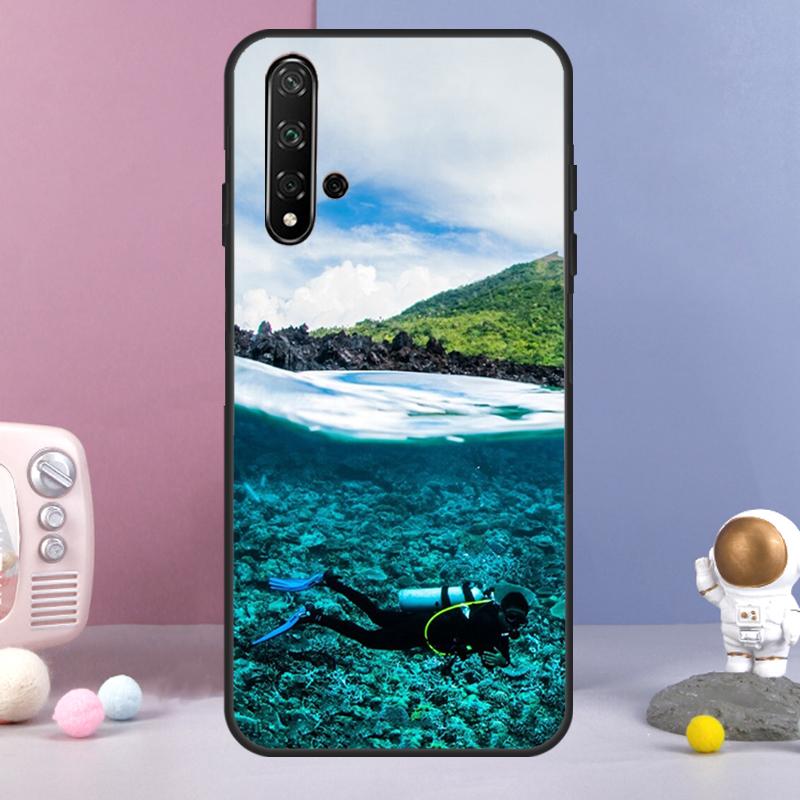 Чехол для Huawei Nova Y70 Y90 Y60 Y72 Y73 Y61 Y91 7i 8i 11i 12i 12s 9 10 SE P20 P30 P40 Lite с изображением дайвера для подводного плавания