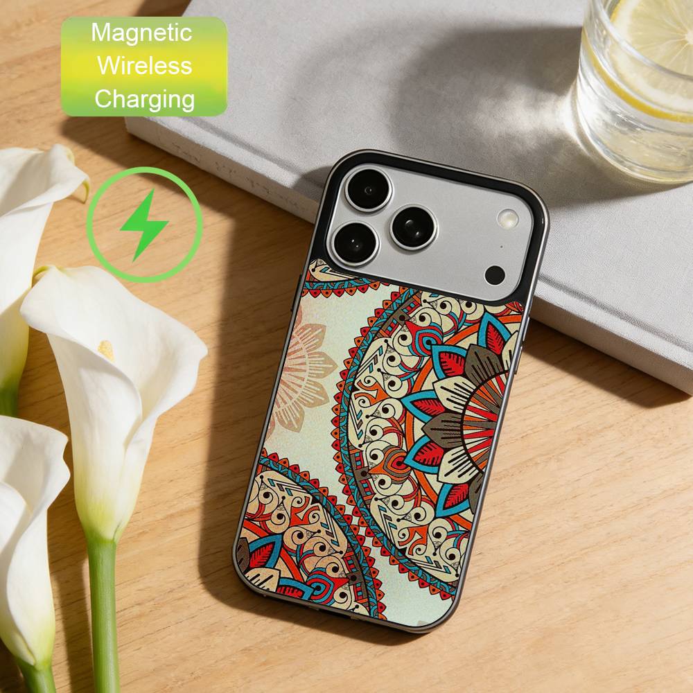 Мексиканский красочный тотем Чехол для телефона Для iPhone17,16,15,14,13,12,11 Max Черный Беспроводная зарядка Защитный чехол