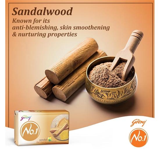 Godrej No.1 Bathing Soap Sandal & Turmeric Grade 1 Soap & Long-Sticked Fragrance, Combo Pack of 5 (по 100 г каждый)