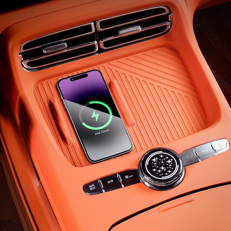 Для Geely Galaxy M9 Центральная консоль Беспроводная зарядка Силиконовая защитная накладка Панель ящика для хранения подлокотника Коврик для панели Электромобиль Чехол