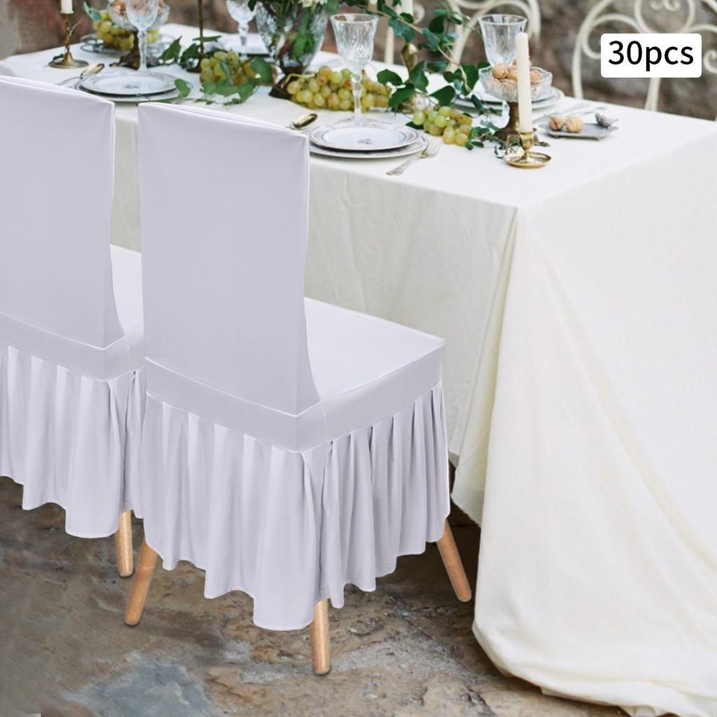 30 Pieces Chair Slipcovers with Skirt Wedding Stretch Chair Cover Stretch Chair Slipcovers with Skirt For Weddings, Banquets