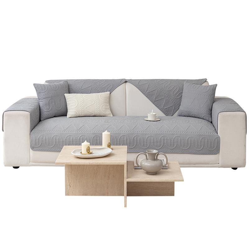 Nordic Simple Sofa Cushion Pure Cotton Four Seasons Non-Slip Seat Cushion Modern Summer Universal Cover Cloth Towel Leather Sofa Cover