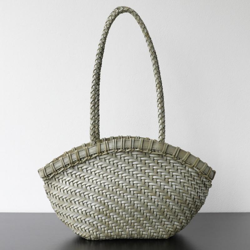Handwoven Vegan-Friendly Vegetable-Tanned Leather Tote Bag Shell Shape Boho Chic Shoulder Daily Use