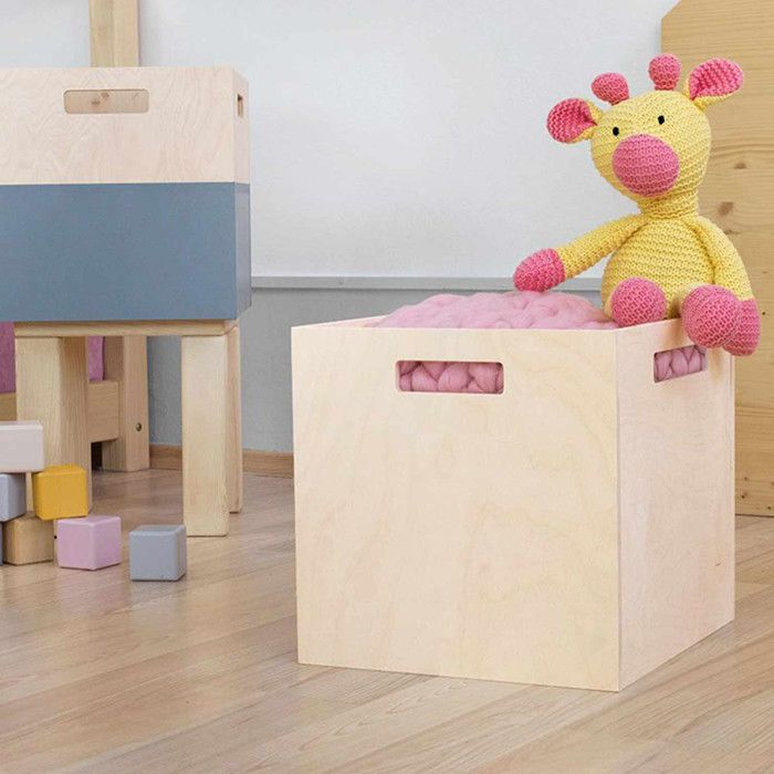 Wooden Storage Box Model 1 - Handles - Varnished Wood - 33 X 33 X 37 Cm