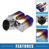 ABSOPRO Car Dual Exhaust End Curved 61mm 60x53mm 170mm Muffler Stainless Blue Frame Tailpipe, Inlet, Outlet, Length, Bolt-On Tip, Steel,