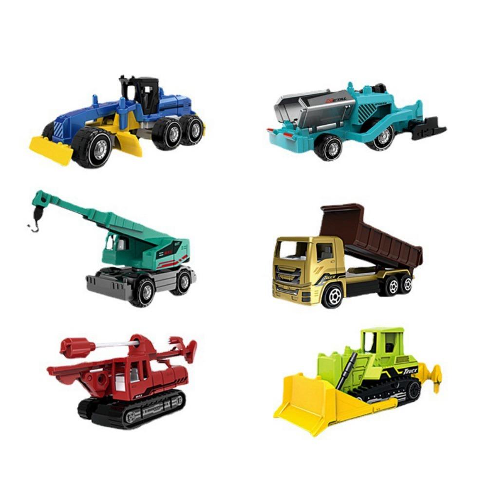 4/6pcs Mini Alloy Engineering Truck Loader 1:64 Simulation Metal Car Model Toy  Sliding Boy Gift