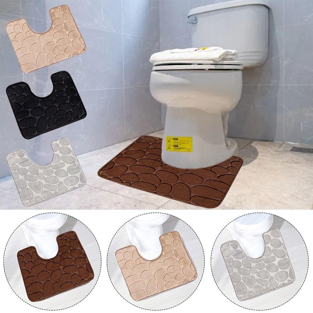 Modern Bath Mat Set U-shaped Toilet Lid Cover Rugs New Bathroom Carpets Toilet