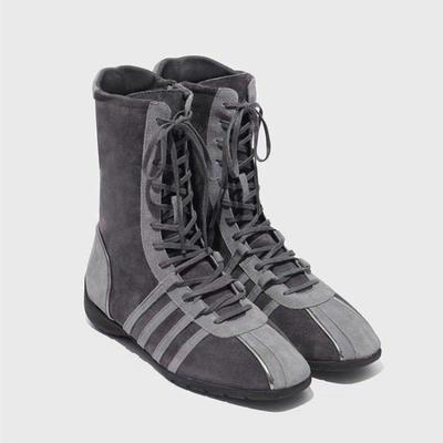 Модные Однотонные Ботильоны на Низком Каблуке Осень Новые С Круглым Носком Комбинированный Перед Шнуровка Боковая Молния Противоскользящие Износостойкие Ботильоны Миди