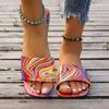 Модные летние квадратные носки, модные сексуальные повседневные сандалии, радужная женская повседневная удобная плоская прогулочная обувь