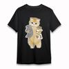 Women's Plus Size Classic T-Shirt Mama Cat Holding Grey and Tabby Kittens Tee