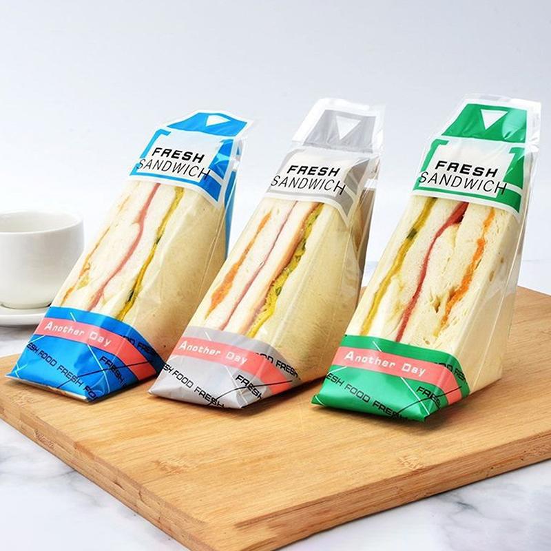 100 Pieces Of Sandwich Wrappers Special Disposable Easy To Tear Transparent Triangle Cake  Packaging Bag