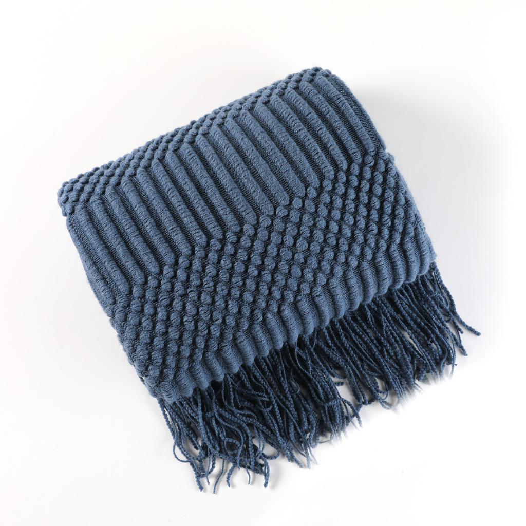 1 шт. Плед в стиле бохо с геометрическим узором и кисточками - 100% полиэстер, легкий, всесезонный, с мягкой текстурой, для дивана, кровати, софы