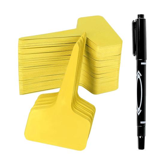 100 шт. Т-образные бирки для растений, садовые этикетки, пластиковые маркеры для растений, водонепроницаемые многоразовые этикетки для растений с маркером для наружного сада, рассады