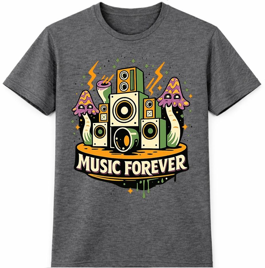 Музыкальная футболка DJ Динамик Навсегда Графическая Рейв Фестиваль Футболка