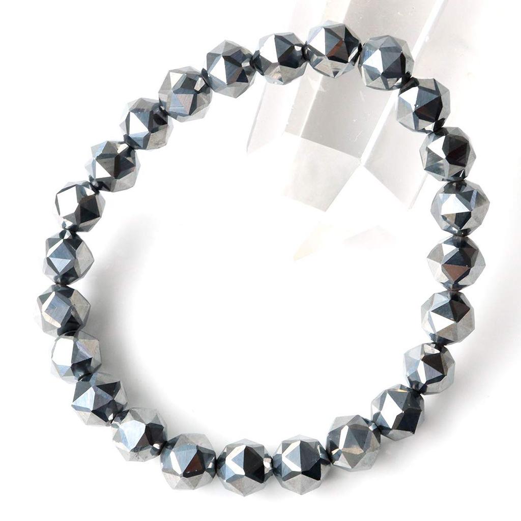 Браслет из руды терагерцового цвета со звездной огранкой, 8 мм. Поставляется в специальной коробке. Внутренний диаметр [ЗОЛОТОЙ КАМЕНЬ] прибл.. 17.5cm