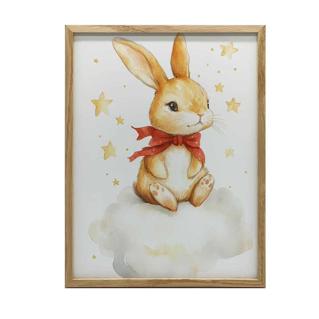 Plakat Uroczy Króliczek Na Chmurce Plakat Uroczy Króliczek Na Chmurce, 70X100 Cm, Bez Ramy, Płótno Premium Na Blejtramie