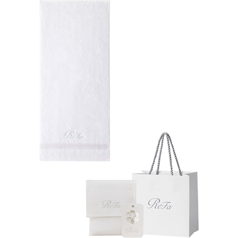 ReFa Hair Face Towel White with Shopper Bag - Soft, Absorbent, Quick-Dry Towels