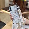 Phone Holder Fashion Design Phone Case For OPPO Realme C3/C3i/Narz N10A Wrist Strap Cute Kickstand Anti-knock Silicone