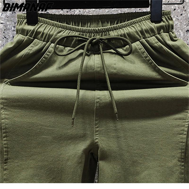 DIMANAF 2025 Большие размеры Длинные брюки Женские Эластичные Свободные С высокой талией Винтажные Однотонные Свободные Повседневные Женские Базовые брюки Зеленый Черный