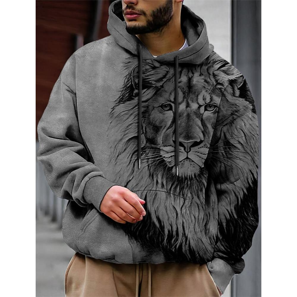 Men's Unisex Hoodie Fashion Pullover Hoodie Sweatshirt Hooded Animal Wolf Lion Dragon Tiger Print Daily 3D Print Casual Hoodies