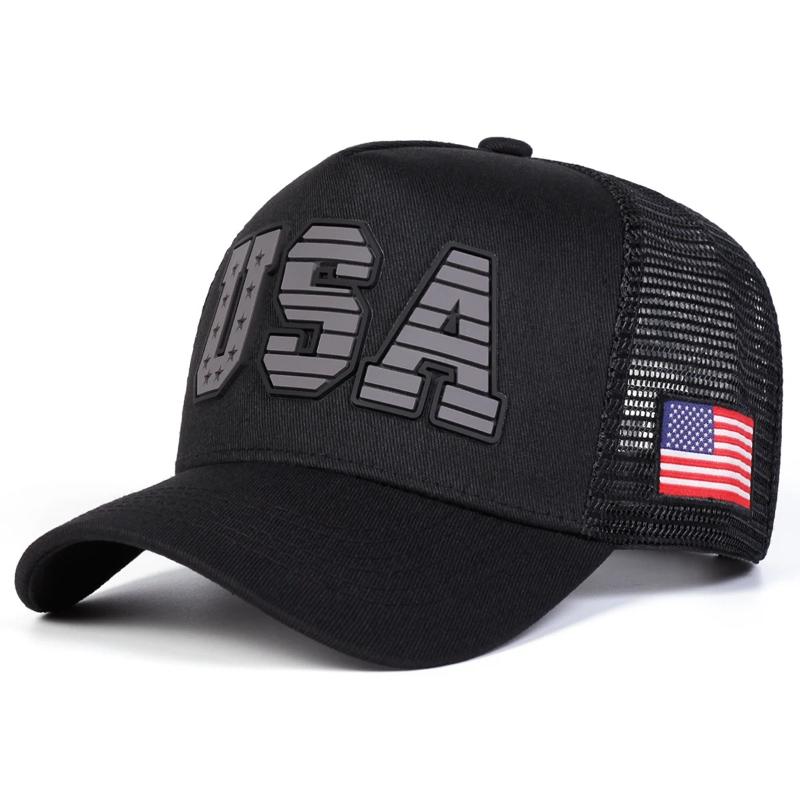Унисекс Бейсболки с вышивкой букв USA, сетчатые, весенние и летние, для улицы, регулируемые, повседневные, солнцезащитные, спортивные