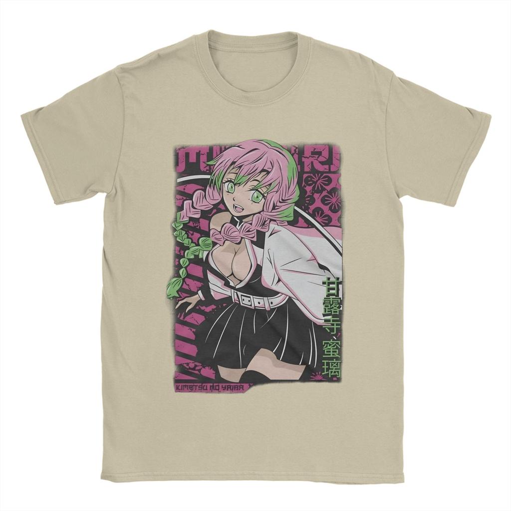 Футболка Mitsuri Kanroji Demon Slayer для мужчин, футболка Love Hashira, новинка, хлопок, с круглым вырезом, с коротким рукавом, с принтом, одежда